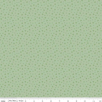 Image of Baby Girl Hearts Mint quilting cotton fabric by Lori Whitlock for Riley Blake Designs. Features hearts on a green background. Cute Little Fabric Shop