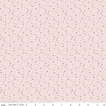 Image of Baby Girl Hearts Pink quilting cotton fabric by Lori Whitlock for Riley Blake Designs. Features hearts on a pink background. Cute Little Fabric Shop