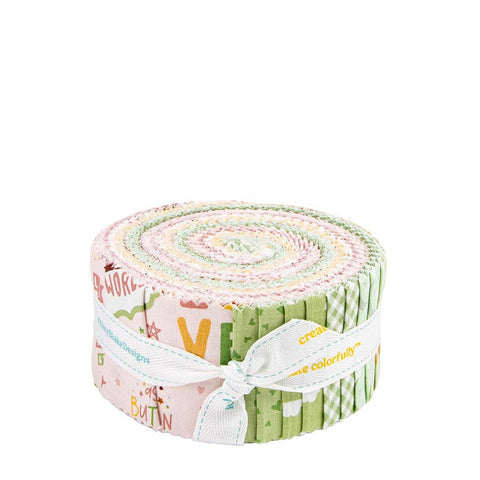 SALE Baby Girl 2.5 Inch Rolie Polie Jelly Roll 40 pieces - Riley Blake - Precut - Animals Hearts - Quilting Cotton Fabric