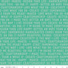 Image of Hand Made Words Alpine quilting cotton fabric by Amber Kemp-Gerstel for Riley Blake Designs. Features words on a green background. Cute Little Fabric Shop