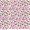 Image of Juju's Petals Dance Lilac quilting cotton fabric by Judi Madsen for Riley Blake Designs. Features flowers on a purple background. Cute Little Fabric Shop