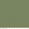 Image of Juju's Petals Dots Green quilting cotton fabric by Judi Madsen for Riley Blake Designs. Features dots on a green background. Cute Little Fabric Shop