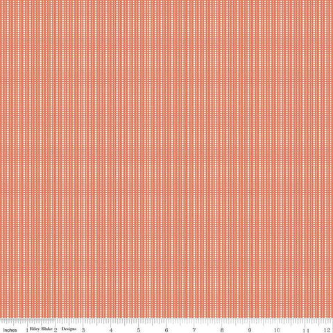Image of Juju&#39;s Petals Stripes Orange quilting cotton fabric by Judi Madsen for Riley Blake Designs. Features stripes on an orange background. Cute Little Fabric Shop
