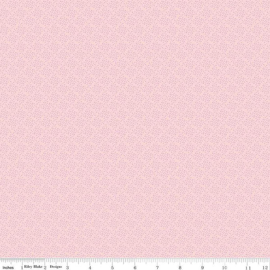 Image of Juju's Petals Dots Pink quilting cotton fabric by Judi Madsen for Riley Blake Designs. Features dots on a pink background. Cute Little Fabric Shop