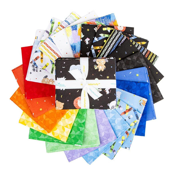 SALE New Box of Crayons Fat Quarter Bundle 23 pieces - Riley Blake Designs - Precut - Crayola - Quilting Cotton - Licensed Product