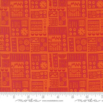 Image of the 321 Blast Off Dashboard Mars quilting cotton fabric by Moda Fabrics. Features vintage radios on a red background. Cute Little Fabric Shop