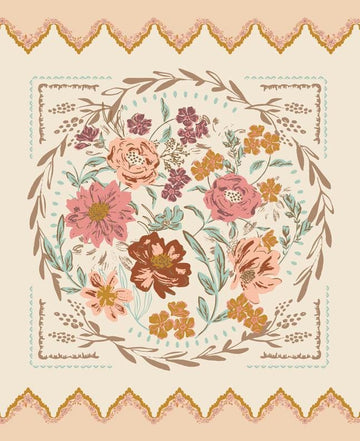 SALE Foraged, Found & Hand Me Down Eggshell Cream Floral Fabric Panel 45638 - Moda Quilting Cotton
