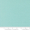 Image of Delightfully Yours Pinwheel Poolside quilting cotton fabric by Sherri & Chelsi for Moda Fabrics. Features triangles on a blue background. Cute Little Fabric Shop
