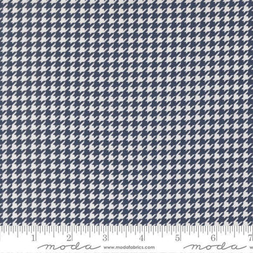 Image of Delightfully Yours Checks Navy quilting cotton fabric by Sherri & Chelsi for Moda Fabrics. Features houndstooth on a blue background. Cute Little Fabric Shop