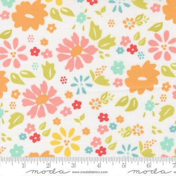Image of Delightfully Yours Floral Cloud quilting cotton fabric by Sherri & Chelsi for Moda Fabrics. Features flowers on an off-white background. Cute Little Fabric Shop