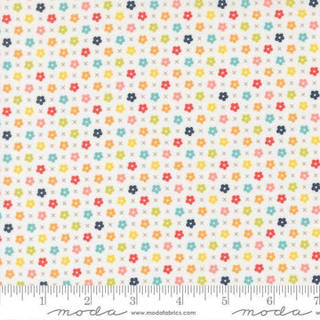 Image of Delightfully Yours Blooms Cloud quilting cotton fabric by Sherri & Chelsi for Moda Fabrics. Features flowers on an off-white background. Cute Little Fabric Shop