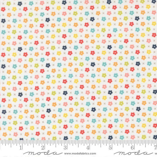 Image of Delightfully Yours Blooms Cloud quilting cotton fabric by Sherri & Chelsi for Moda Fabrics. Features flowers on an off-white background. Cute Little Fabric Shop