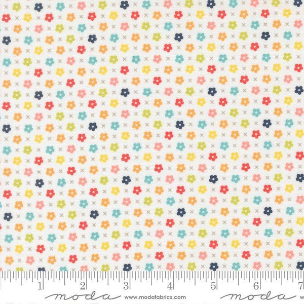 Image of Delightfully Yours Blooms Cloud quilting cotton fabric by Sherri & Chelsi for Moda Fabrics. Features flowers on an off-white background. Cute Little Fabric Shop