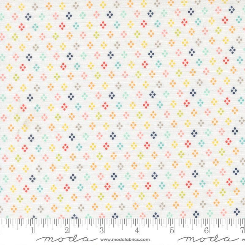 Image of Delightfully Yours Dots Cloud quilting cotton fabric by Sherri & Chelsi for Moda Fabrics. Features dots on an off-white background. Cute Little Fabric Shop