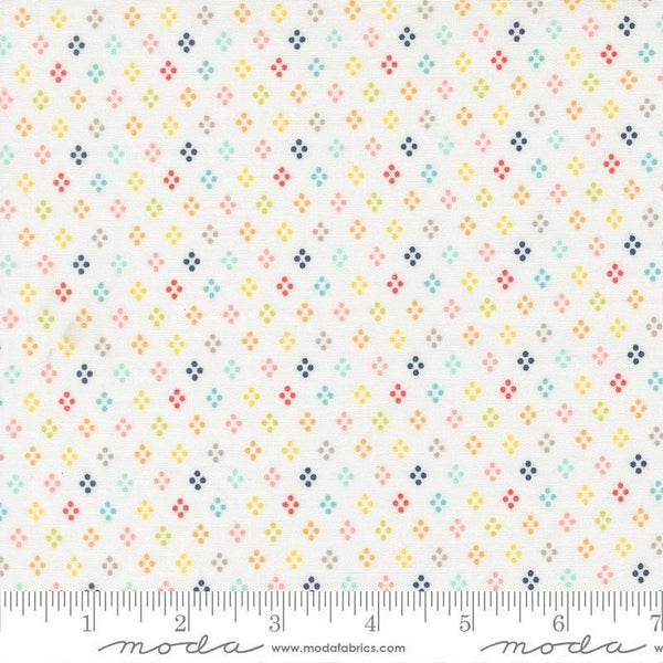 Image of Delightfully Yours Dots Cloud quilting cotton fabric by Sherri & Chelsi for Moda Fabrics. Features dots on an off-white background. Cute Little Fabric Shop