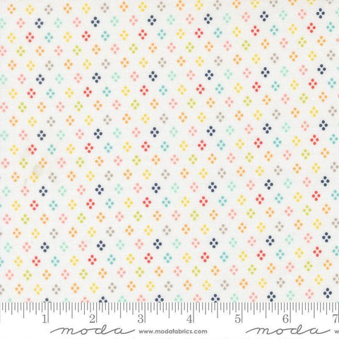Image of Delightfully Yours Dots Cloud quilting cotton fabric by Sherri & Chelsi for Moda Fabrics. Features dots on an off-white background. Cute Little Fabric Shop