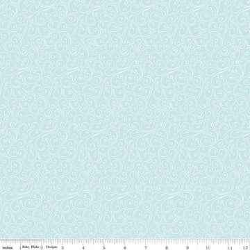 Image of Flannel Winter Magic Magic Swirls Aqua flannel cotton fabric by Dani Mogstad for Riley Blake Designs. Features swirls on a blue background. Cute Little Fabric Shop