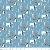 Image of Flannel Winter Magic Winter Animals Blue flannel cotton fabric by Dani Mogstad for Riley Blake Designs. Features animals on a blue background. Cute Little Fabric Shop