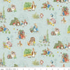 Image of Flannel Peter Rabbit™ & Friends Characters Blue flannel cotton fabric by Riley Blake Official Licensed Product for Riley Blake Designs. Features animals on a blue background. Cute Little Fabric Shop