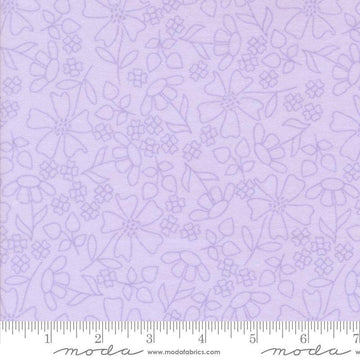 Image of the Sherbet Sunshine Flan Florals Wisteria by Corey Yoder for Moda Fabrics. Features flowers on a pink background. Cute Little Fabric Shop
