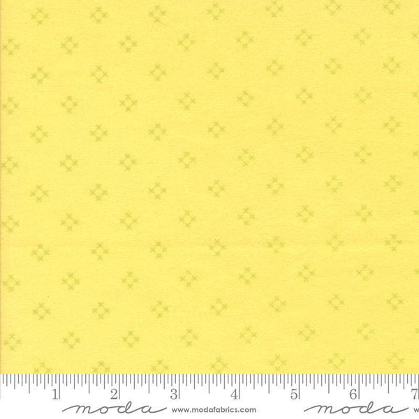 Image of the Sherbet Sunshine Flan Diamond Yellow by Corey Yoder for Moda Fabrics. Features diamonds on a yellow background. Cute Little Fabric Shop