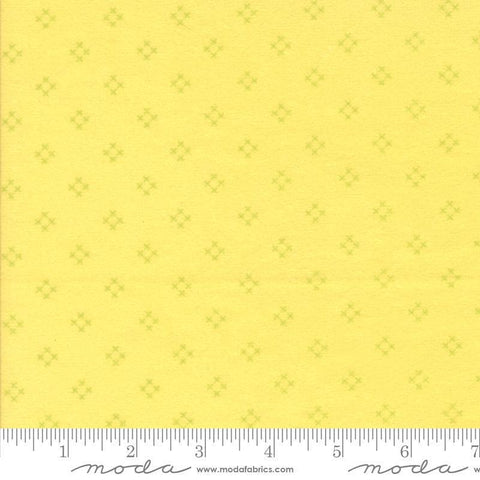Image of the Sherbet Sunshine Flan Diamond Yellow by Corey Yoder for Moda Fabrics. Features diamonds on a yellow background. Cute Little Fabric Shop