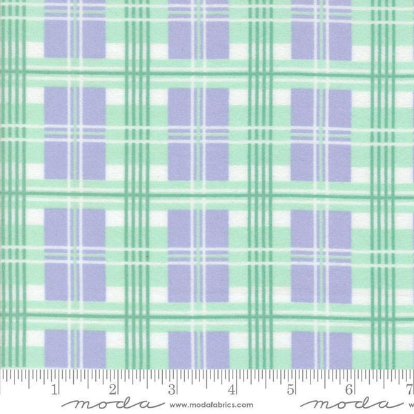 Image of the Sherbet Sunshine Flan Plaid Lavender by Corey Yoder for Moda Fabrics. Features plaid on a purple background. Cute Little Fabric Shop