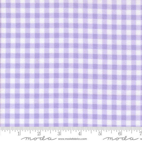 Image of the Sherbet Sunshine Flan Gingham Lavender by Corey Yoder for Moda Fabrics. Features gingham on a purple background. Cute Little Fabric Shop
