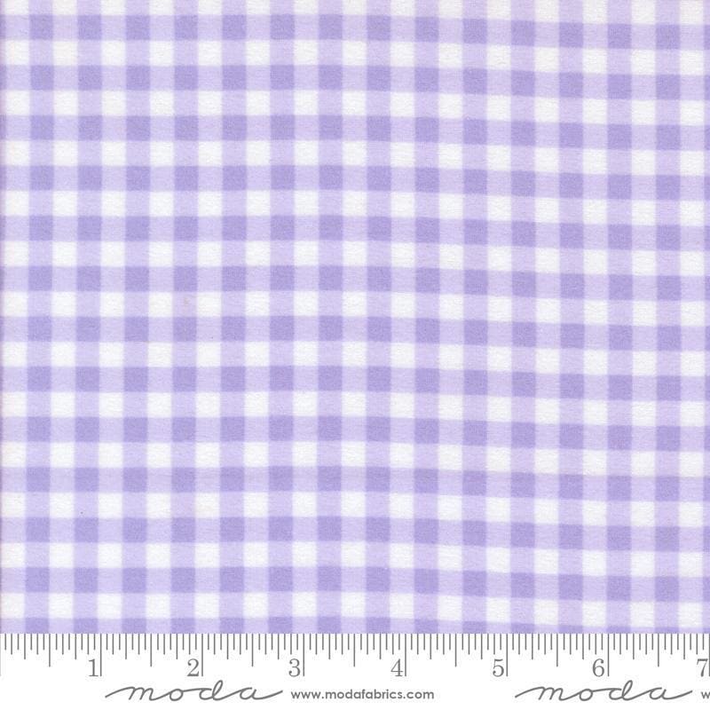 Image of the Sherbet Sunshine Flan Gingham Lavender by Corey Yoder for Moda Fabrics. Features gingham on a purple background. Cute Little Fabric Shop