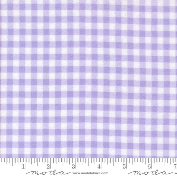 Image of the Sherbet Sunshine Flan Gingham Lavender by Corey Yoder for Moda Fabrics. Features gingham on a purple background. Cute Little Fabric Shop