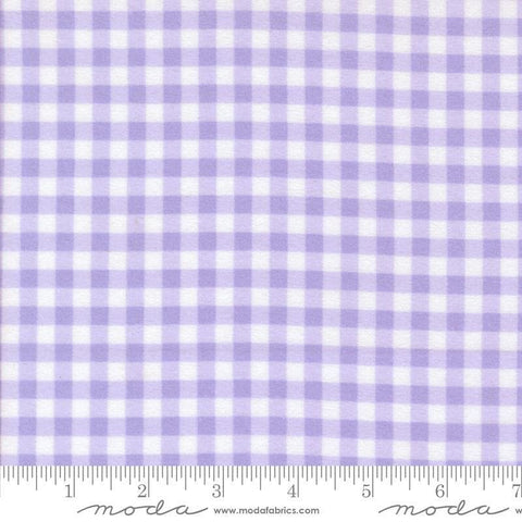 Image of the Sherbet Sunshine Flan Gingham Lavender by Corey Yoder for Moda Fabrics. Features gingham on a purple background. Cute Little Fabric Shop