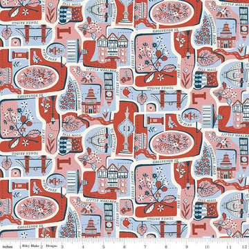 London Bouquet 01667421B Charming City B - Riley Blake Designs - Map City Roads - Liberty Fabrics - Quilting Cotton Fabric