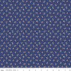 Image of the Simple Pleasures Kitchen Flowers Navy quilting cotton fabric by American Jane Riley Blake Designs. Features flowers on a blue background. Cute Little Fabric Shop