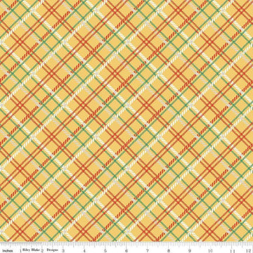 Image of the Simple Pleasures Plaid Yellow quilting cotton fabric by American Jane Riley Blake Designs. Features plaid on a yellow background. Cute Little Fabric Shop