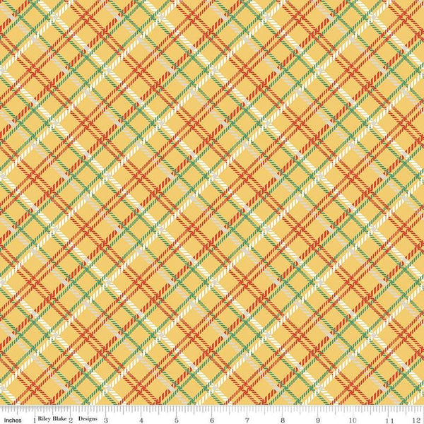 Image of the Simple Pleasures Plaid Yellow quilting cotton fabric by American Jane Riley Blake Designs. Features plaid on a yellow background. Cute Little Fabric Shop