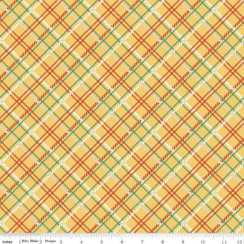 Image of the Simple Pleasures Plaid Yellow quilting cotton fabric by American Jane Riley Blake Designs. Features plaid on a yellow background. Cute Little Fabric Shop