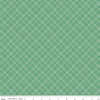 Image of the Simple Pleasures Grid Grass quilting cotton fabric by American Jane Riley Blake Designs. Features plaid on a green background. Cute Little Fabric Shop
