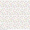 Image of the Simple Pleasures Calico Sweet Rose White quilting cotton fabric by American Jane Riley Blake Designs. Features flowers on a white background. Cute Little Fabric Shop