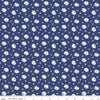 Image of the Simple Pleasures Heart Daisies Navy quilting cotton fabric by American Jane Riley Blake Designs. Features flowers on a navy background. Cute Little Fabric Shop