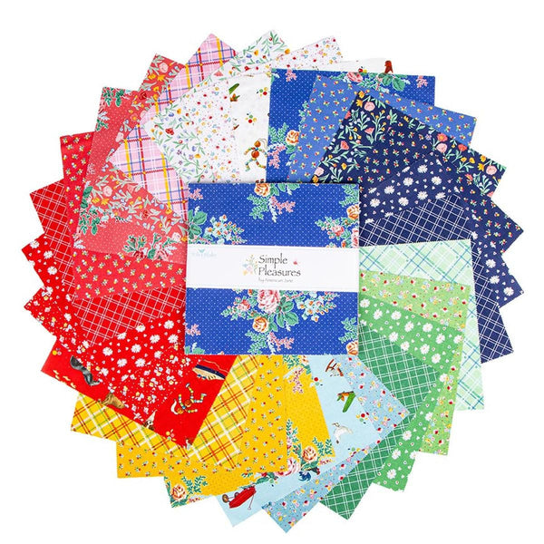 SALE Simple Pleasures Layer Cake 10" Stacker Bundle - Riley Blake Designs - 42 piece Precut Pre cut - Floral - Quilting Cotton Fabric