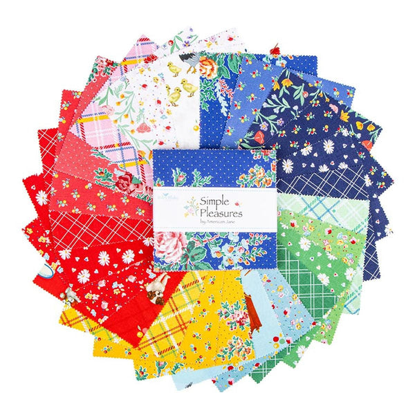 SALE Simple Pleasures Charm Pack 5" Stacker Bundle - Riley Blake Designs - 42 piece Precut Pre cut - Floral Flowers - Quilting Cotton Fabric