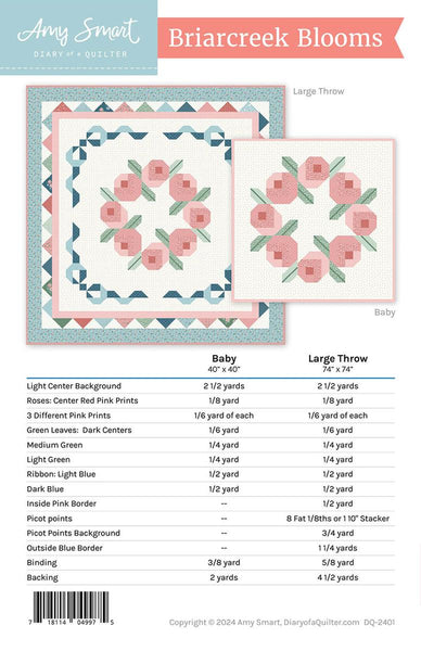 SALE Briarcreek Blooms Quilt PATTERN P123 by Amy Smart - Riley Blake Designs - INSTRUCTIONS Only - 2 Sizes - Square Quilts