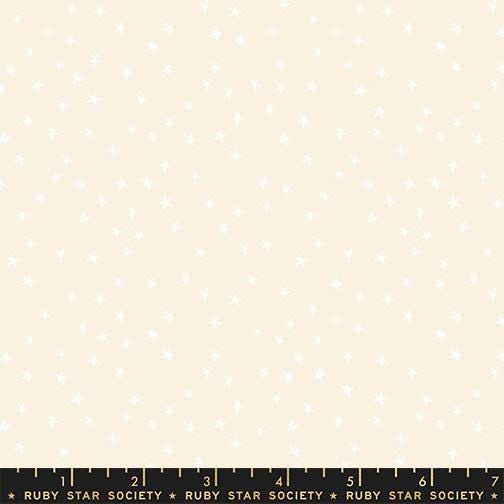 Image of the Starry New Blender Stars White On Natural quilting cotton fabric by Ruby Star Society for Moda Fabrics. Features small stars on a cream background. Cute Little Fabric Shop