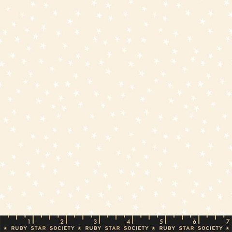 Image of the Starry New Blender Stars White On Natural quilting cotton fabric by Ruby Star Society for Moda Fabrics. Features small stars on a cream background. Cute Little Fabric Shop