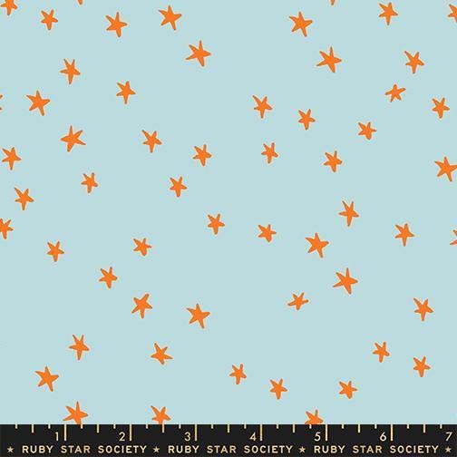 Image of the Starry New Blender Stars Polar quilting cotton fabric by Ruby Star Society for Moda Fabrics. Features small stars on a blue background. Cute Little Fabric Shop