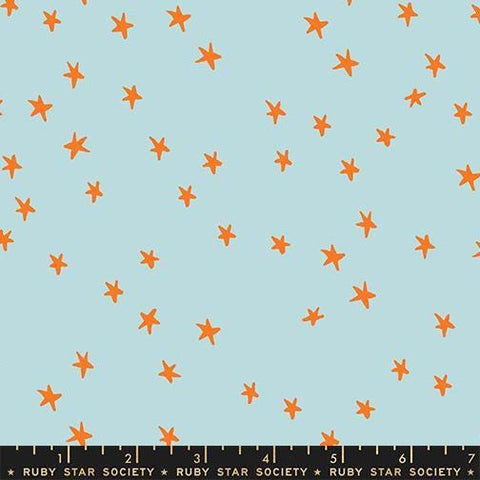 Image of the Starry New Blender Stars Polar quilting cotton fabric by Ruby Star Society for Moda Fabrics. Features small stars on a blue background. Cute Little Fabric Shop