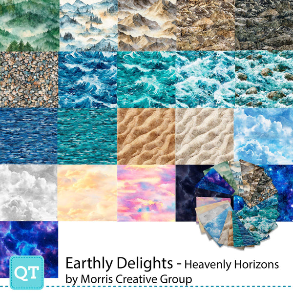 Earthly Delights Heavenly Horizons Fat Quarter Bundle 21 pieces - QT Fabrics - Pre cut Precut - Sky Water Nature - Quilting Cotton Fabric