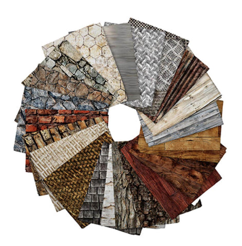 Earthly Delights Iron and Stone Fat Quarter Bundle 21 pieces - QT Fabrics - Pre cut Precut - Rock Nature Metal - Quilting Cotton Fabric