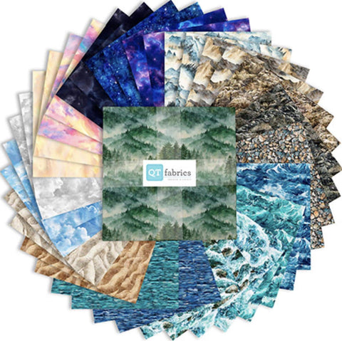 Earthly Delights Heavenly Horizons Layer Cake 10" Stacker Bundle - QT Fabrics- 42 piece Precut Pre cut - Ocean Sky - Quilting Cotton Fabric