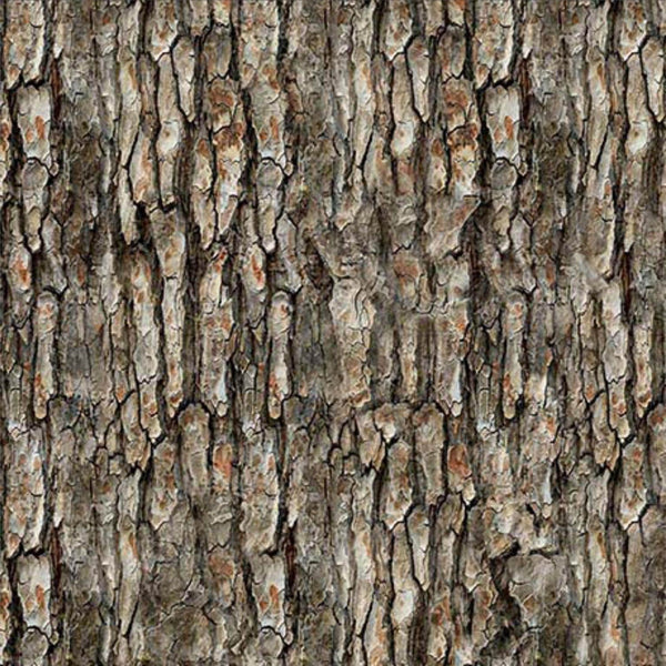 Image of the Earthly Delights Bark Bark quilting cotton fabric by Dan Morris for QT Fabrics. Features bark on a brown background. Cute Little Fabric Shop